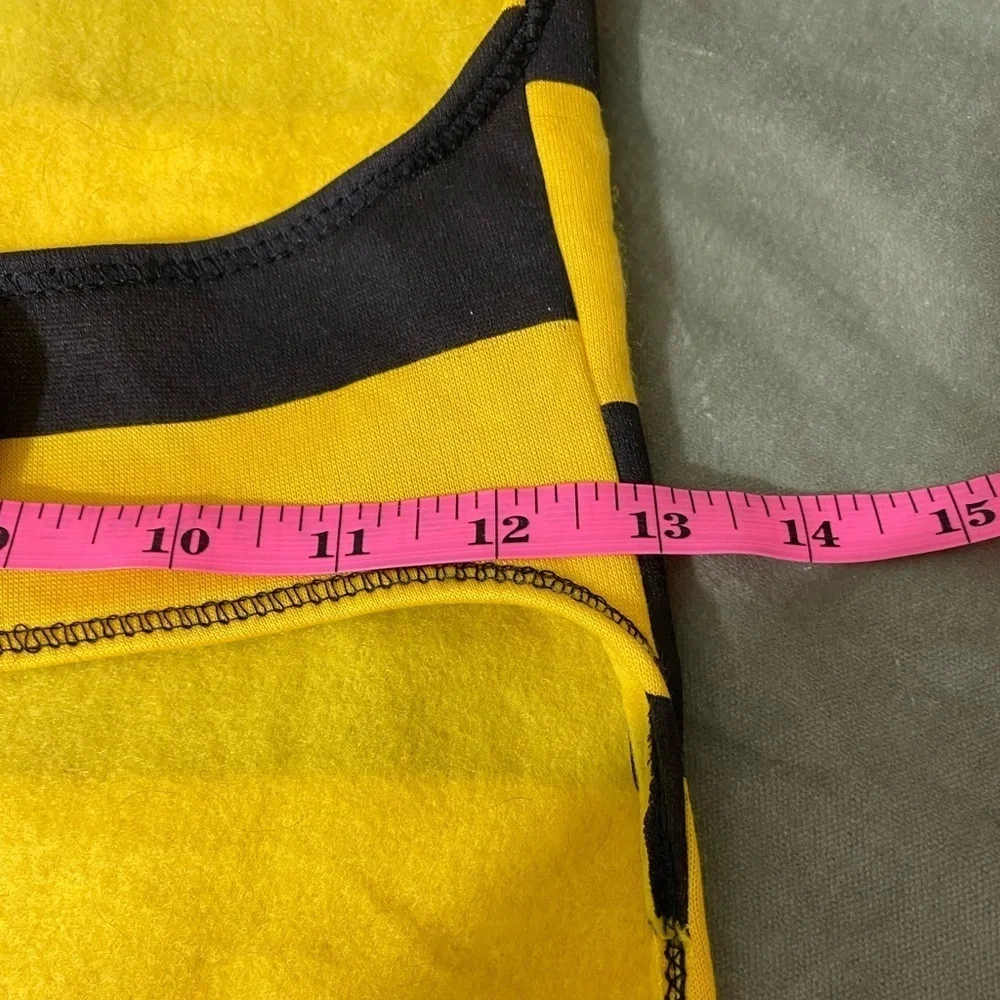 Bumble bee dog costume with attached straps that close underneath Sz XL